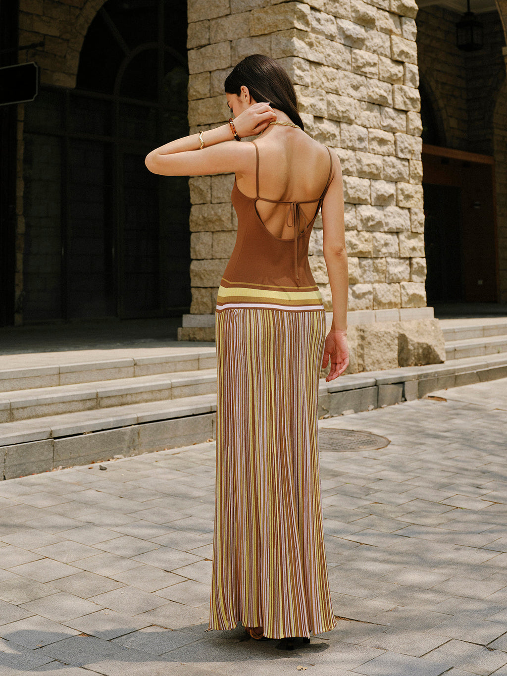 Gestricktes Camisole-Kleid mit Streifen