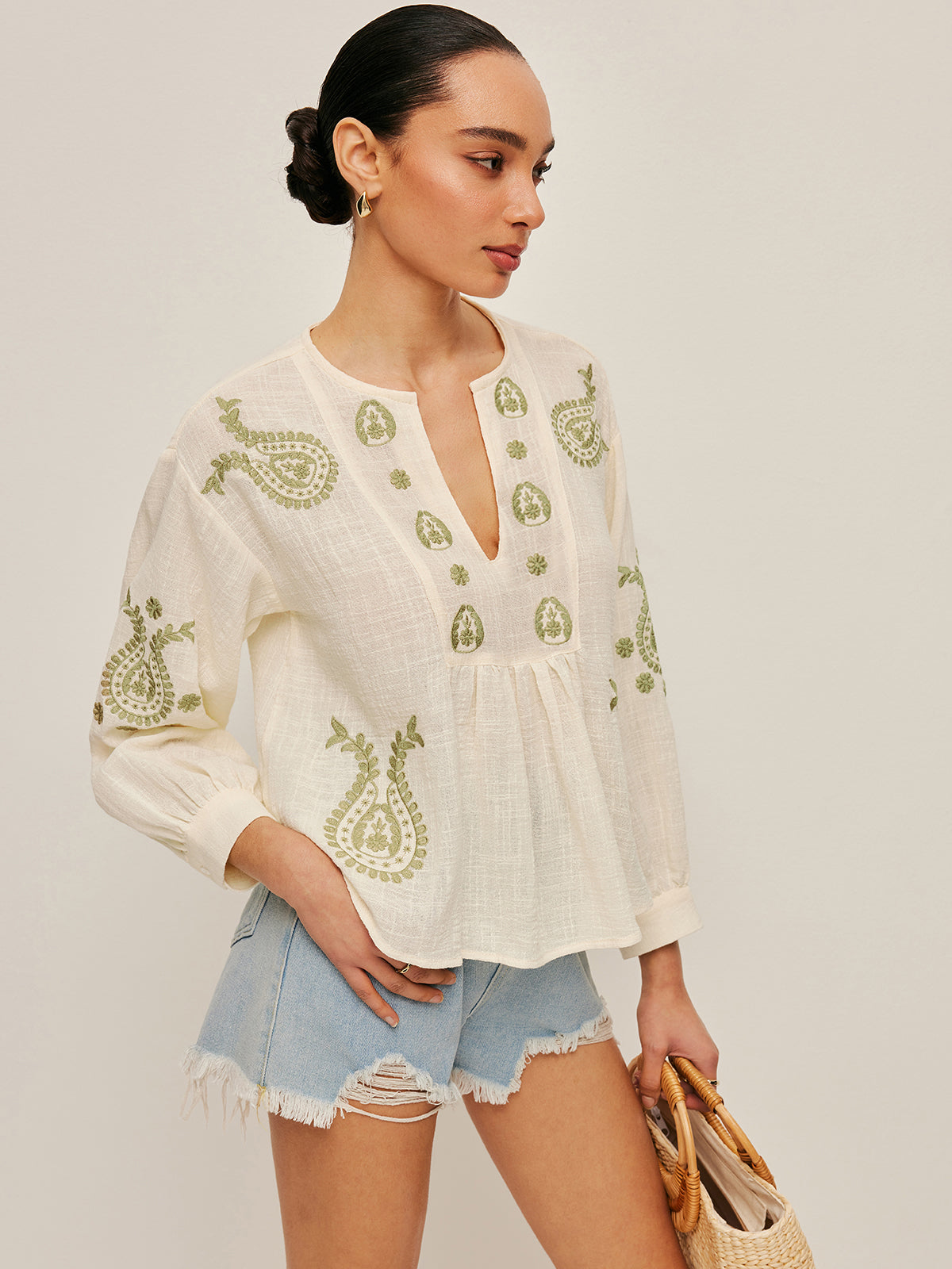Blouse bohème brodée 