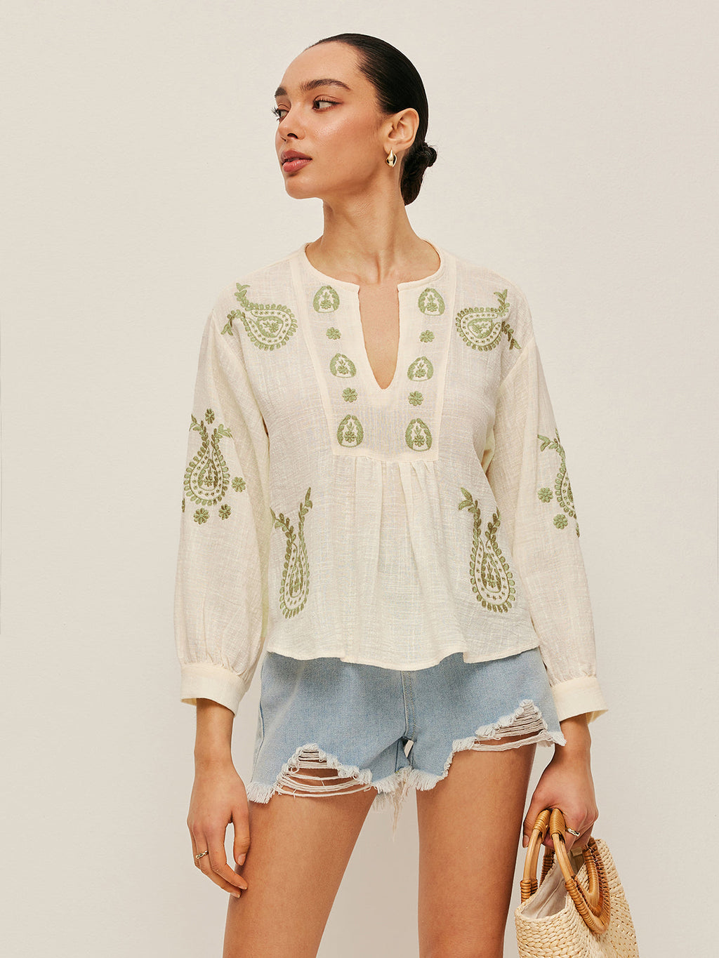 Bestickte Boho-Bluse