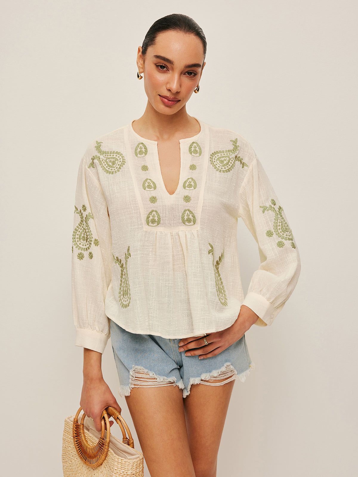 Blouse bohème brodée 