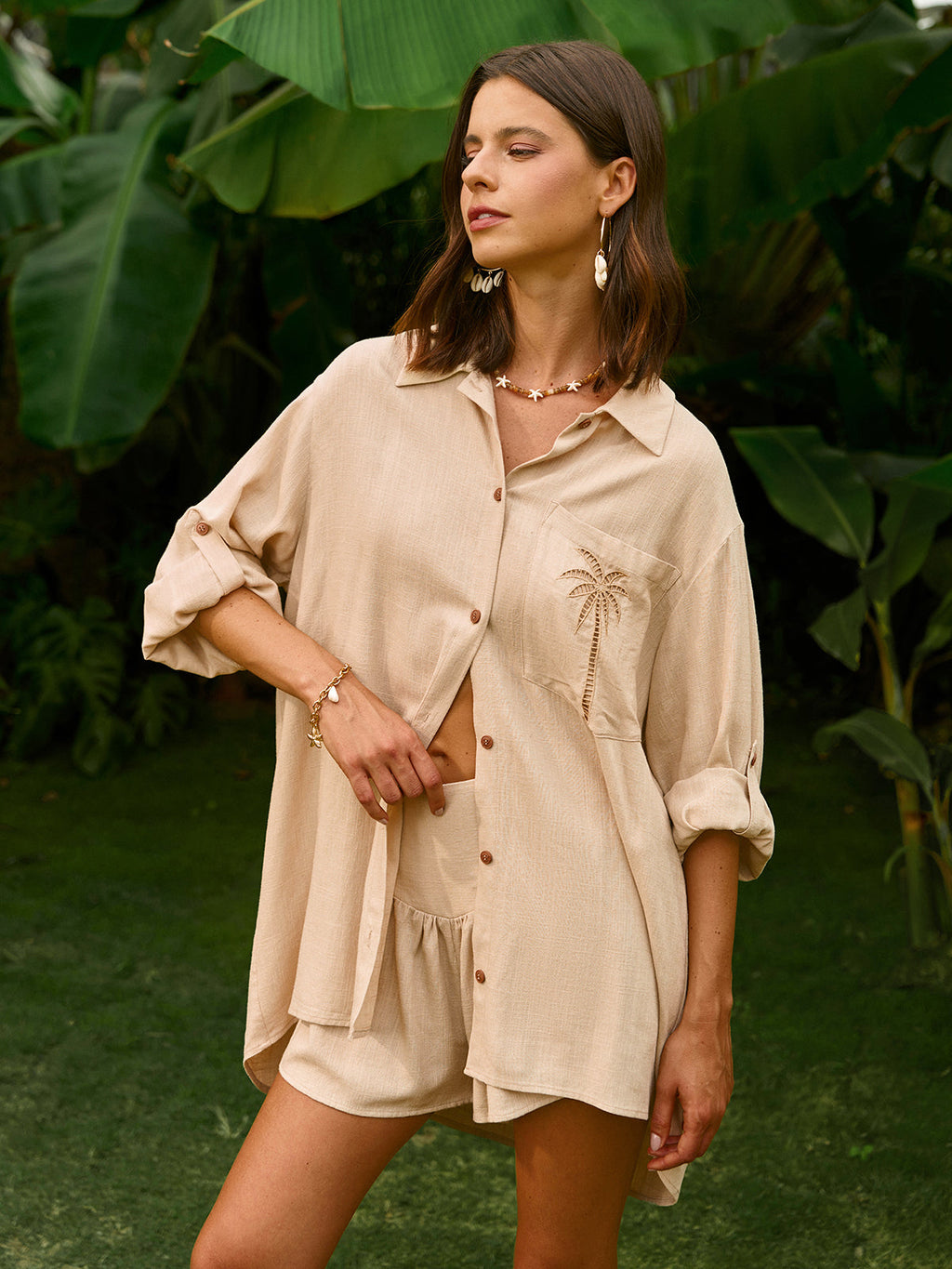 Shorts-Set mit Stickerei