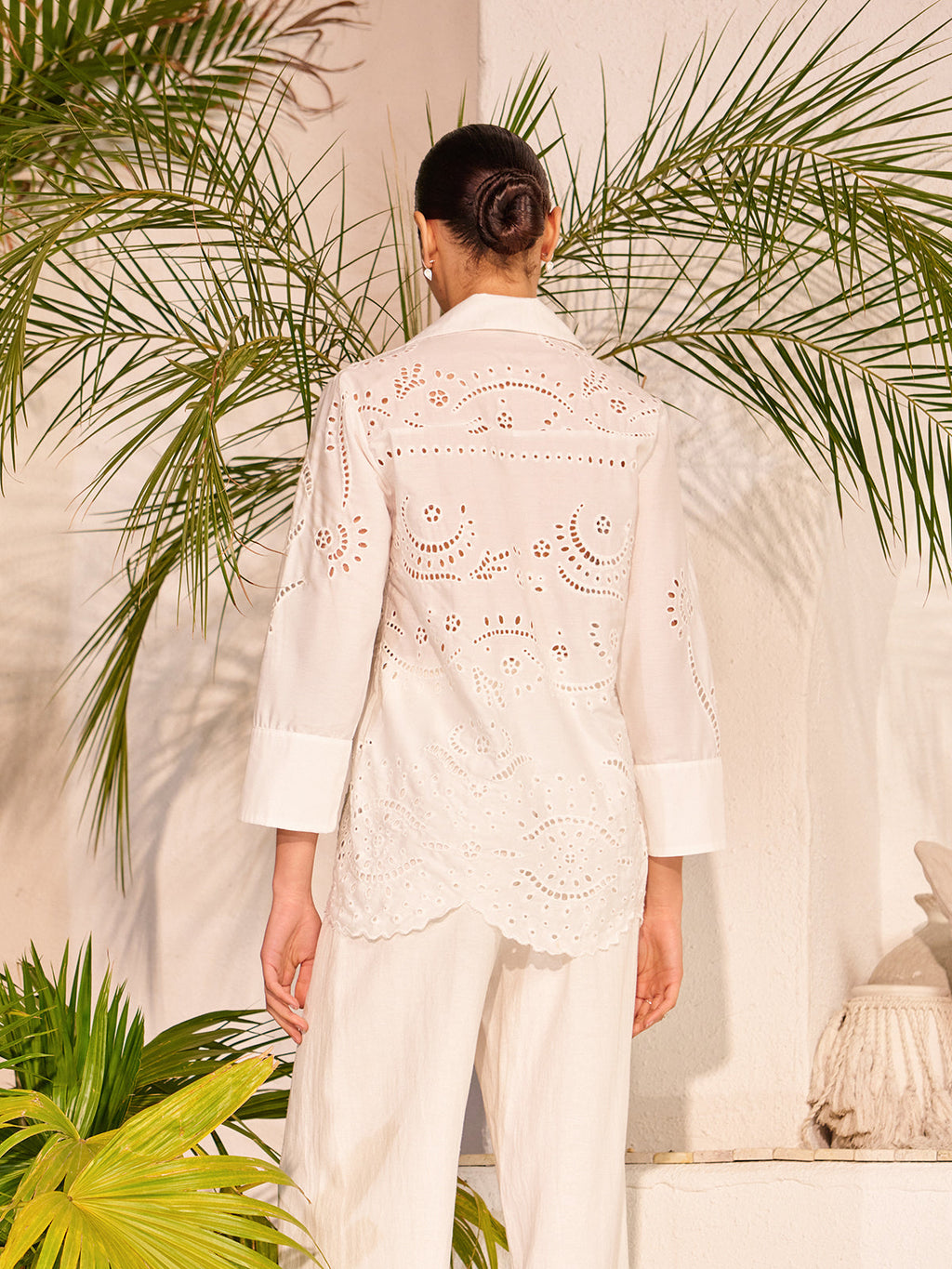 Cotton Eyelet Embroidered Semi-Sheer Top