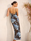 Ärmelloses Blumenkleid mit Bindedetail am Rücken