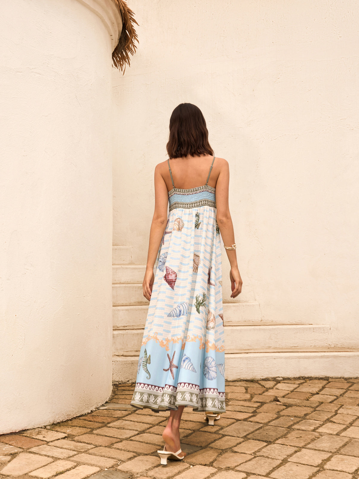 Robe-débardeur imprimée coquillage avec poches 