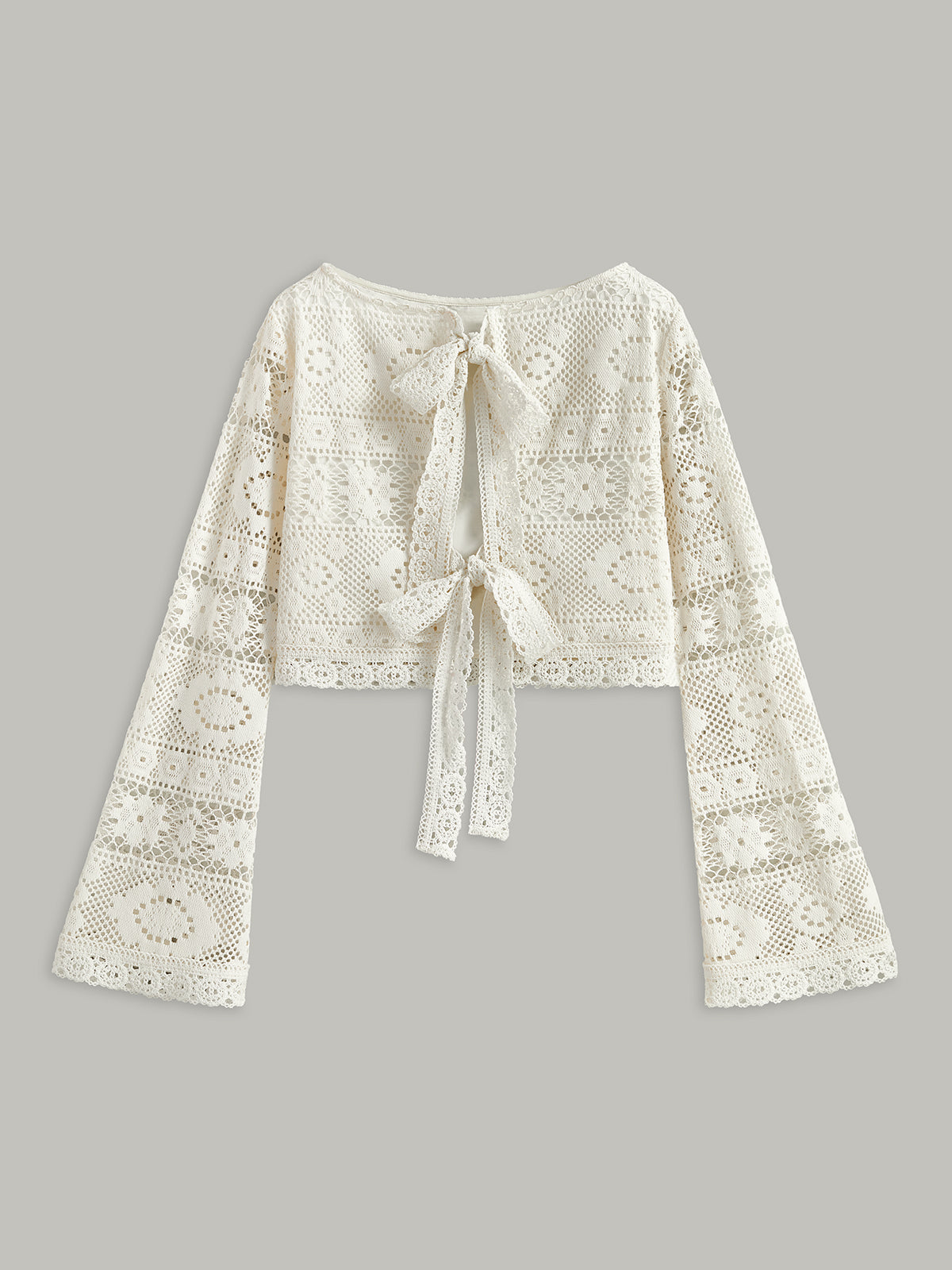 Ensemble jupe semi-transparente avec liens à nouer en crochet