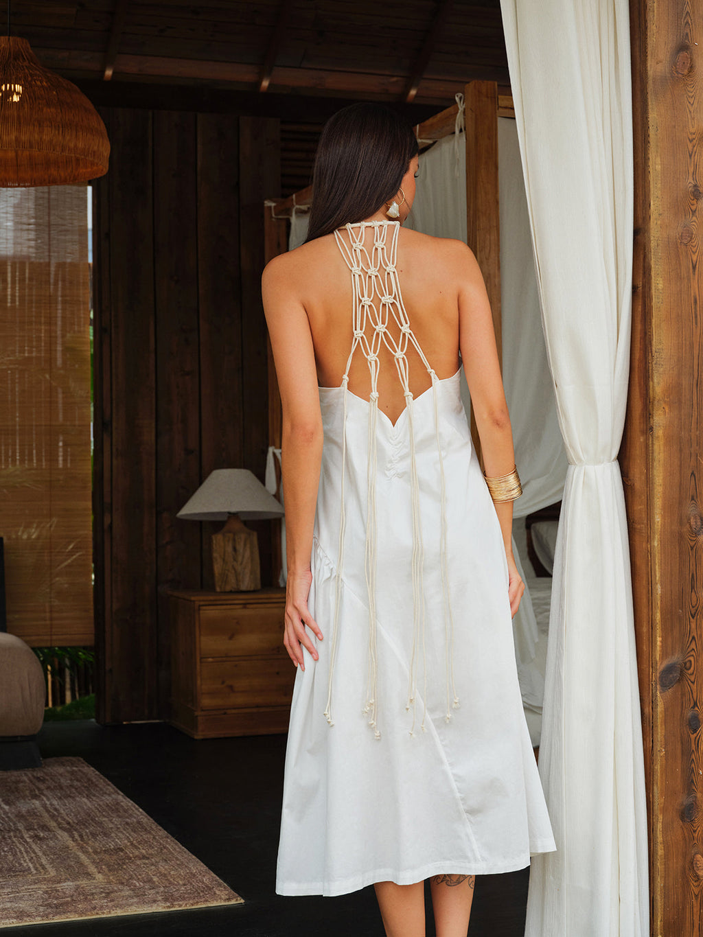 Macrame-Rücken-Neckholder-Kleid