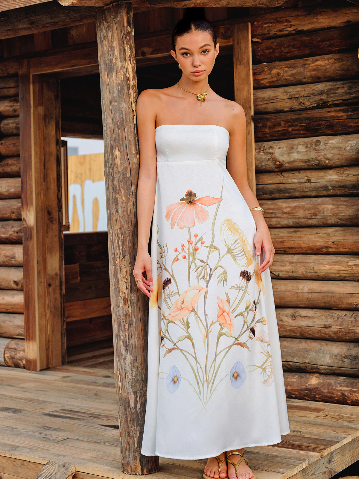 Robe bustier à imprimé floral