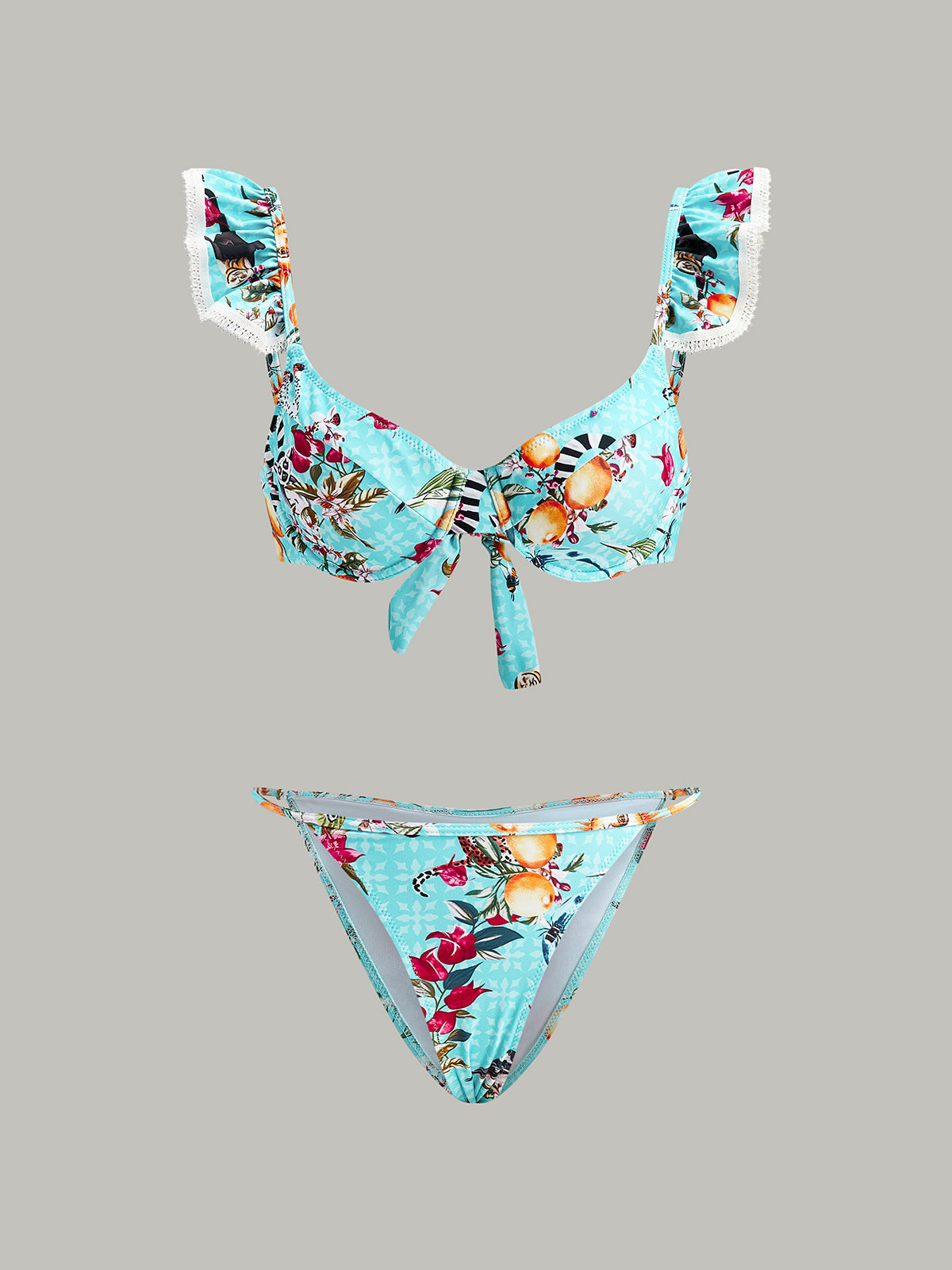 Floral Print Bikini Set With Cover-Up Skirt