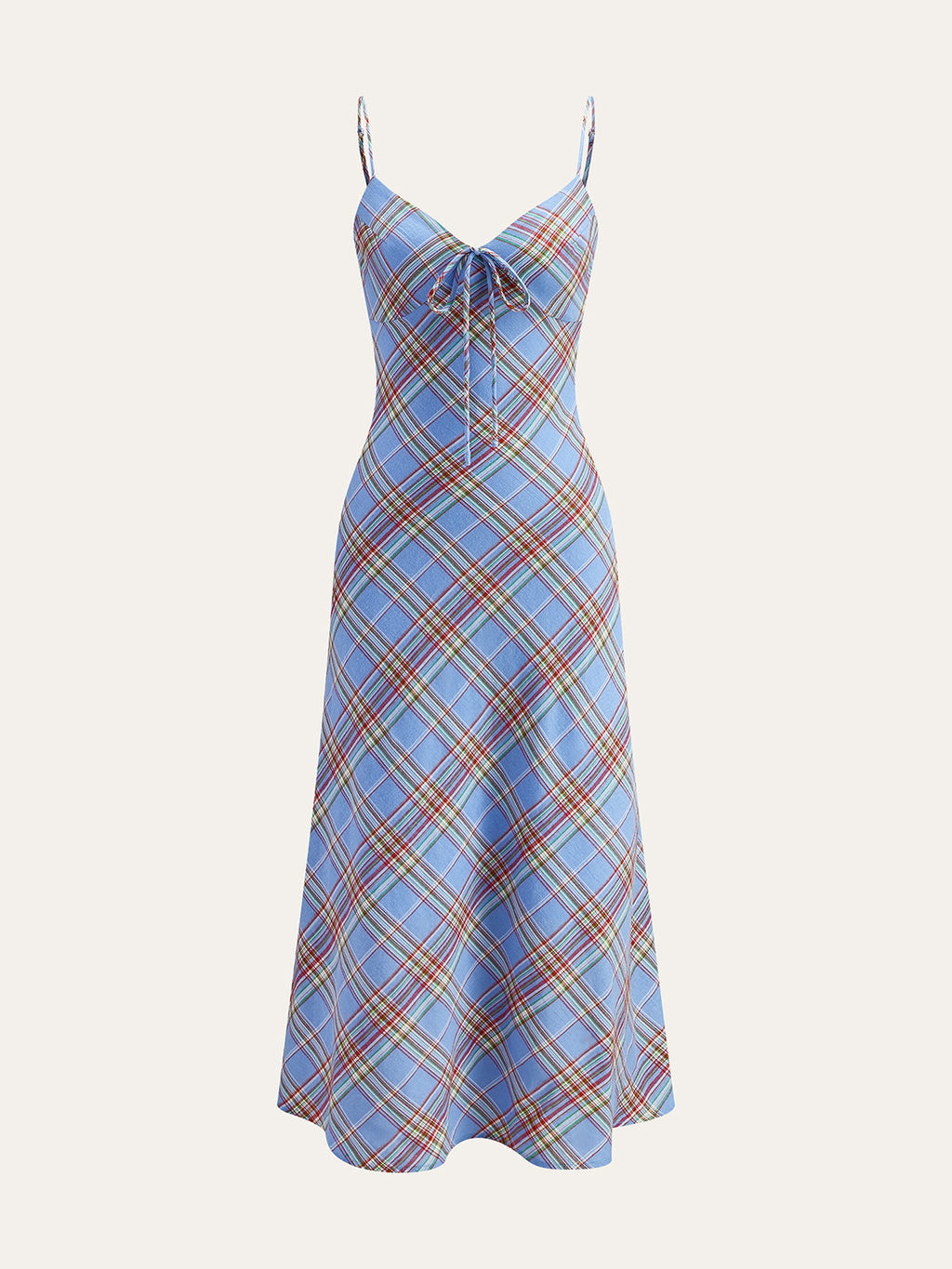 Kariertes Camisole-Kleid mit Schleife vorne