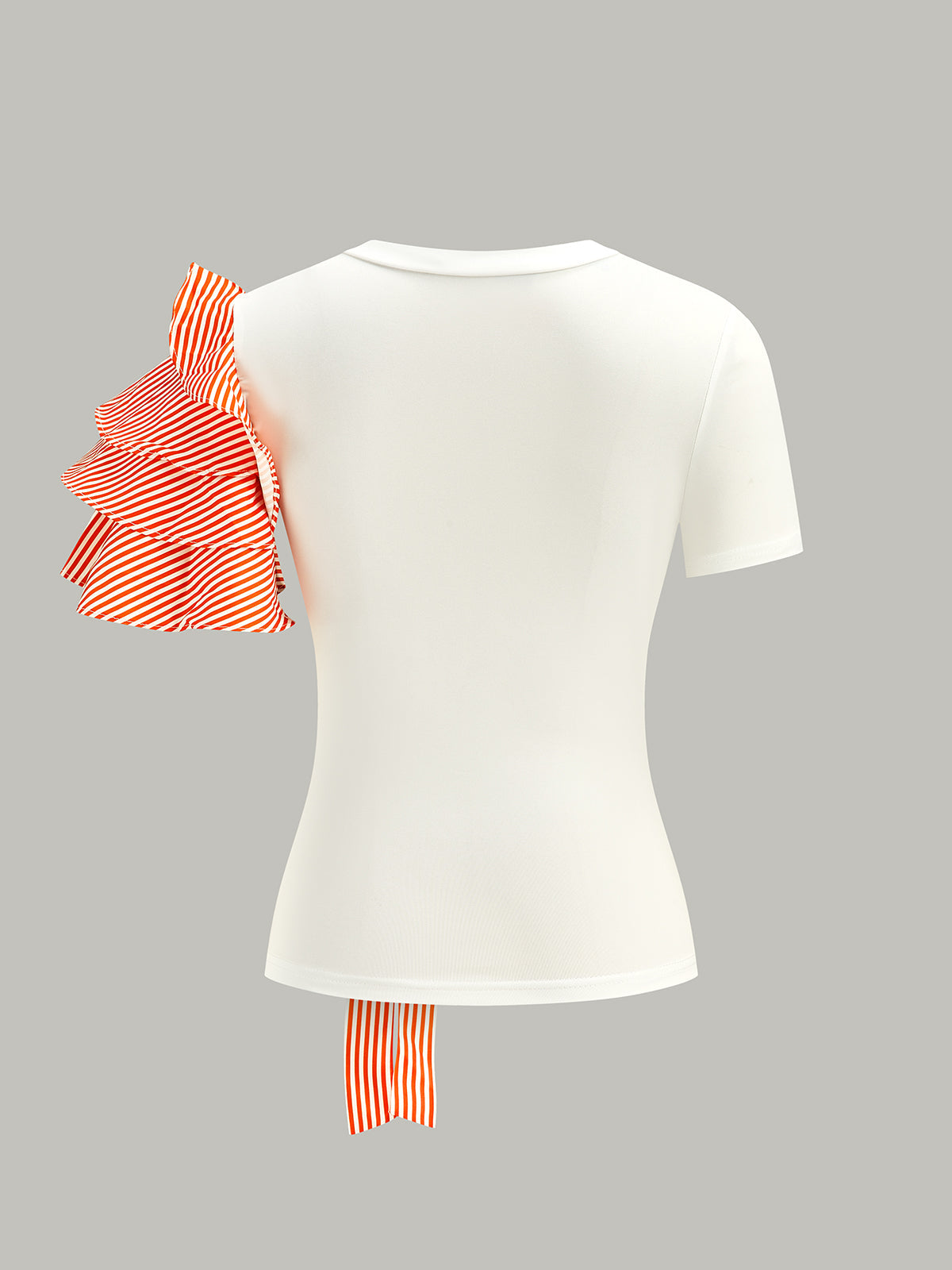 Gestreiftes Oberteil mit Rosettendetail und Hose-Set