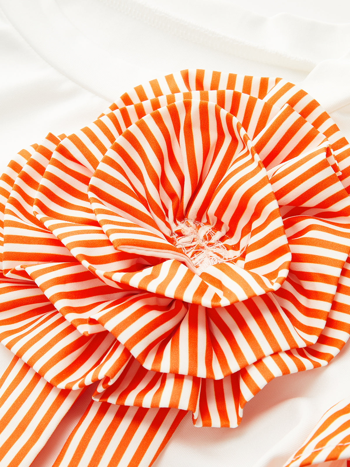 Striped Rosette Detail Top With Pants Set