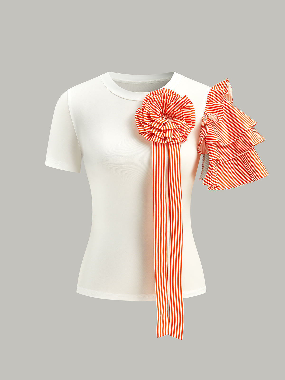 Ensemble top et pantalon rayé avec détail rosette