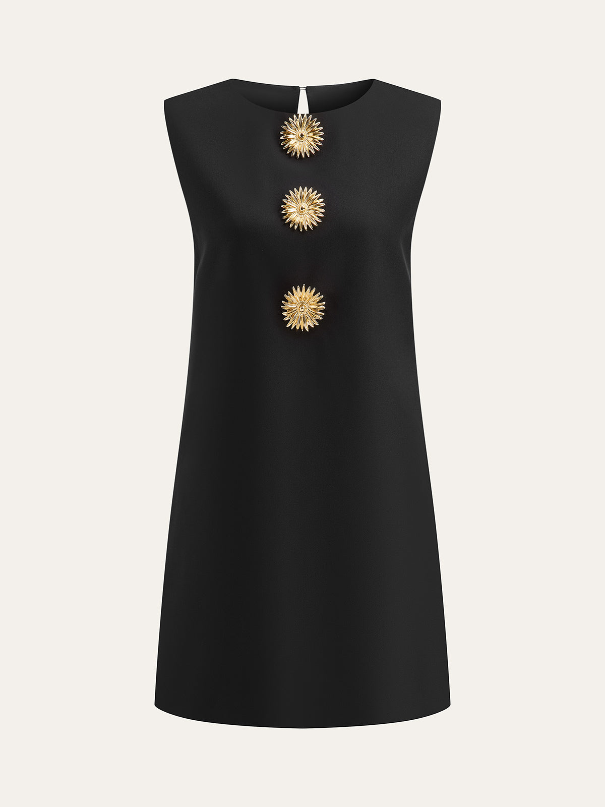 Ärmelloses Minikleid mit Metalldekor 