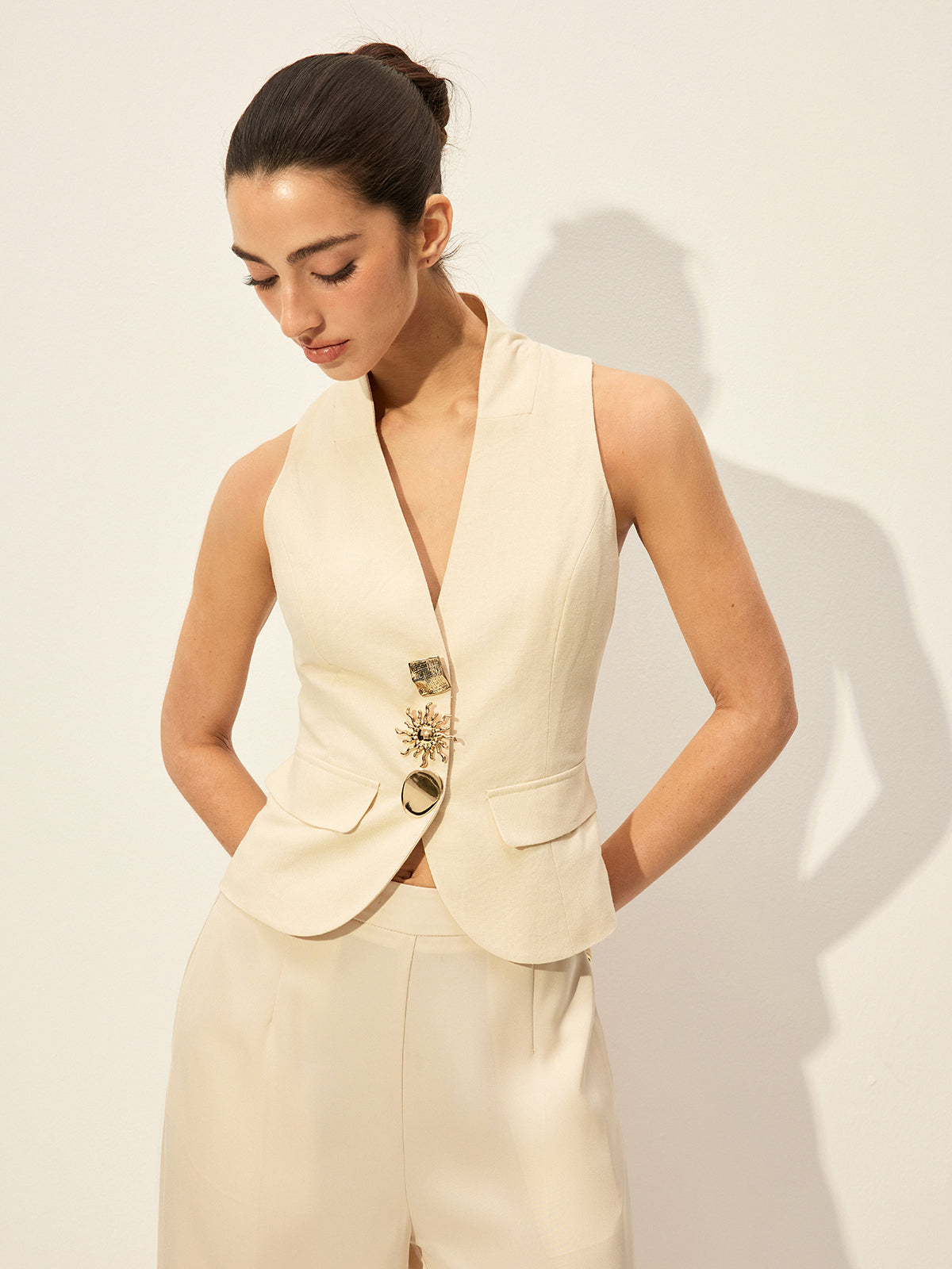 Cotton & Linen Decor Pockets Vest