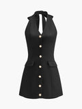 Jumpsuit mit Knopfleiste und Neckholder