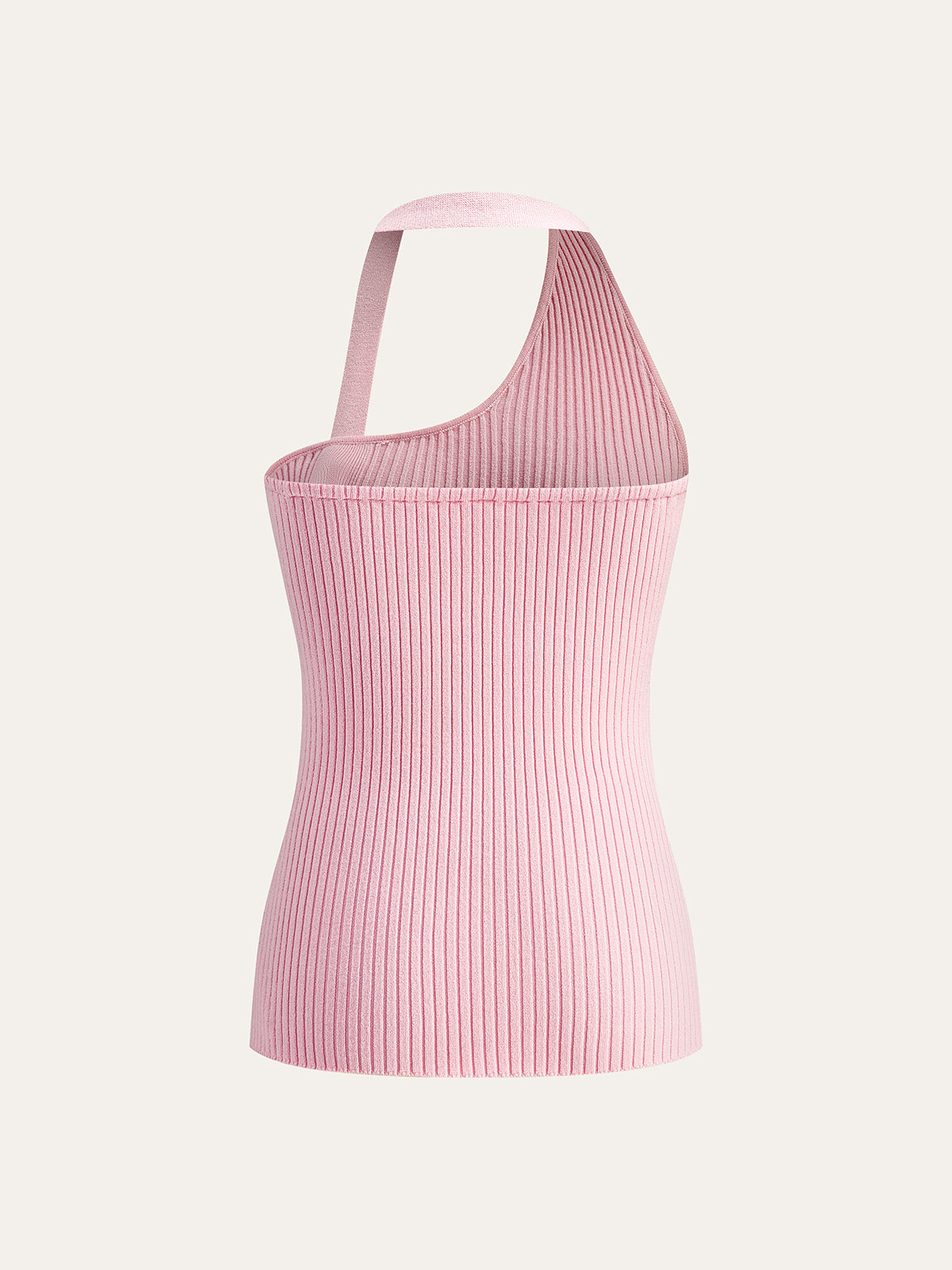 Asymmetrisches Neckholder-Stricktop mit Knopfleiste