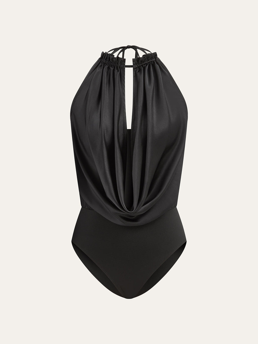 Satin Draped Halter Bodysuit