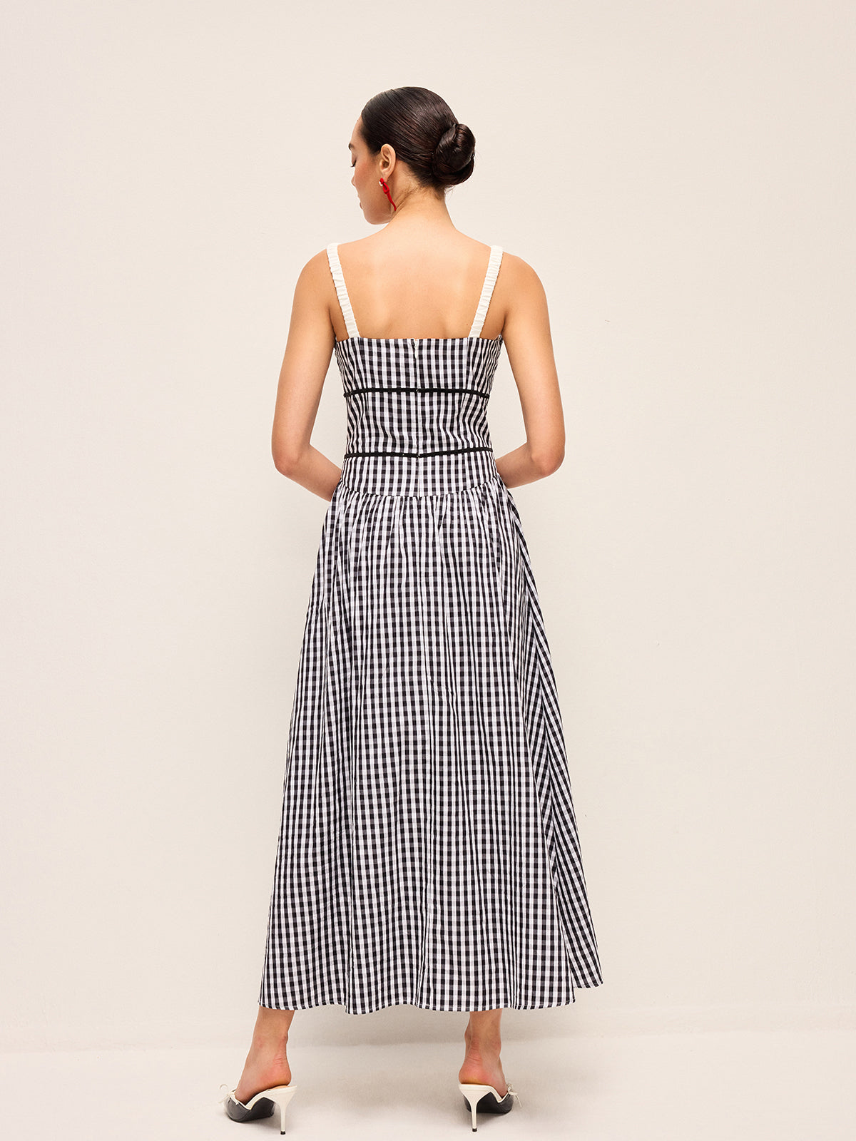 Robe mi-longue façon corset à carreaux vichy