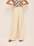 Pantalon large taille mi-haute avec détail ceinturé