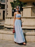 Ensemble jupe en coton et lin avec détails de poches