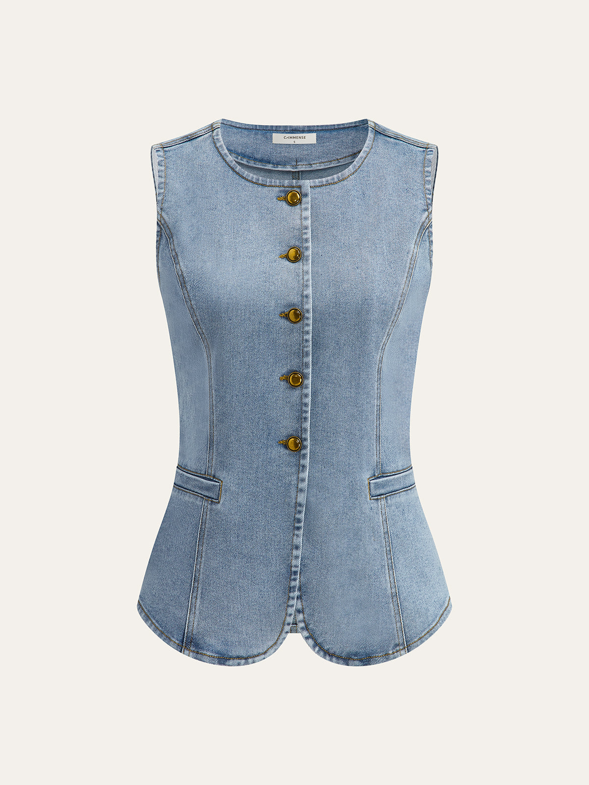 Sleeveless Button-Up Denim Vest