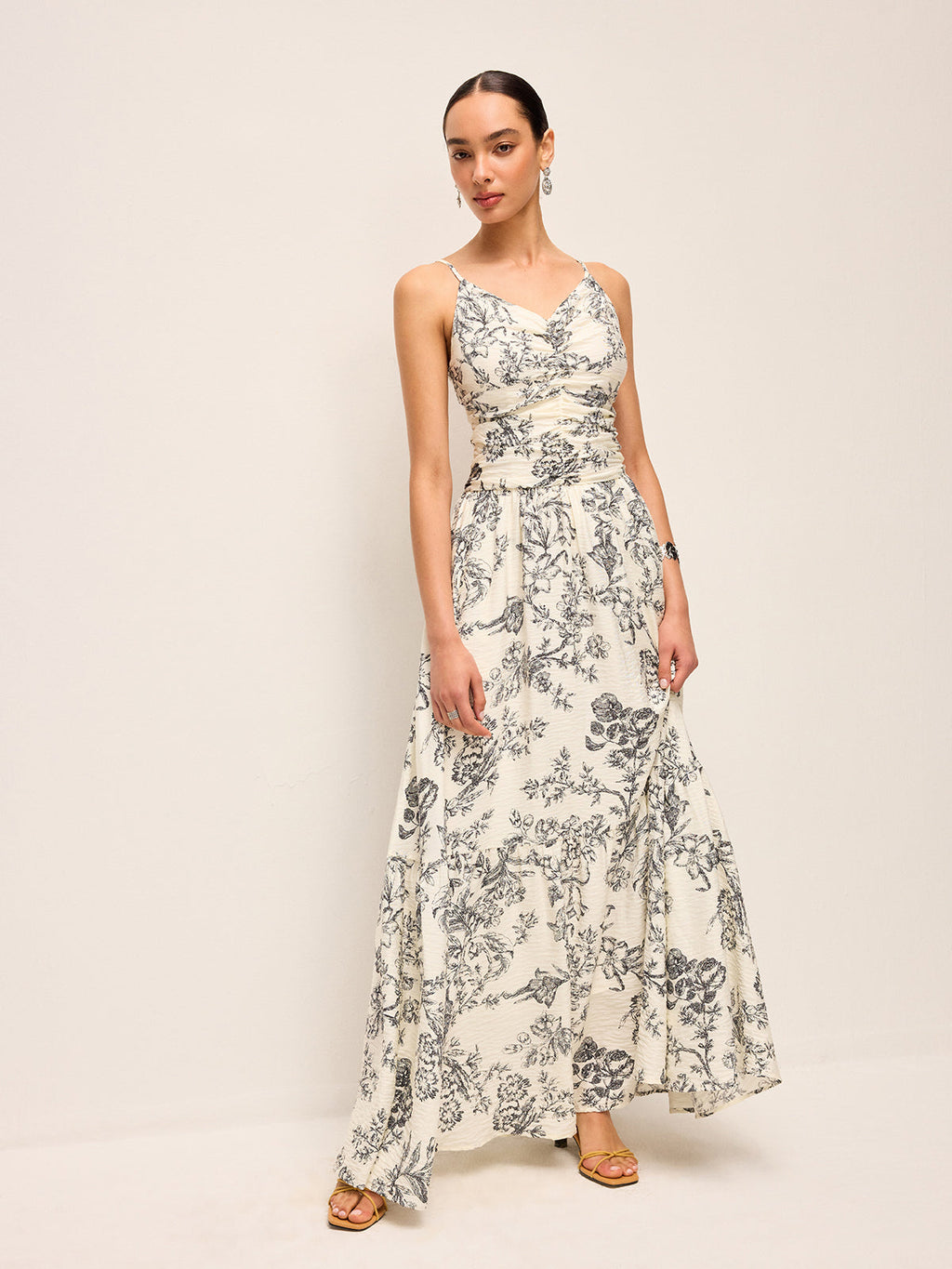 Floral Print Ruched Cami Dress