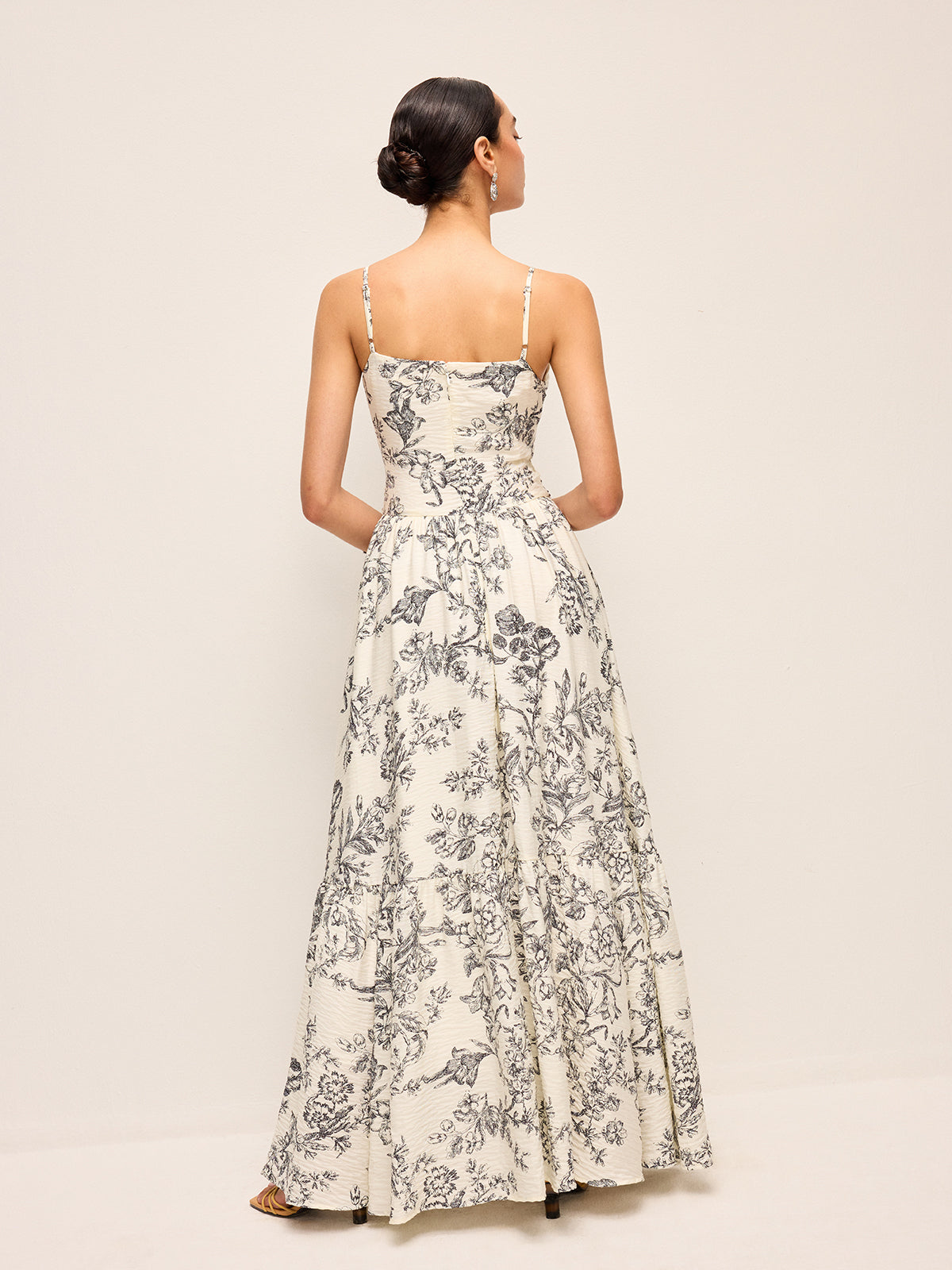 Robe débardeur froncée à imprimé floral 