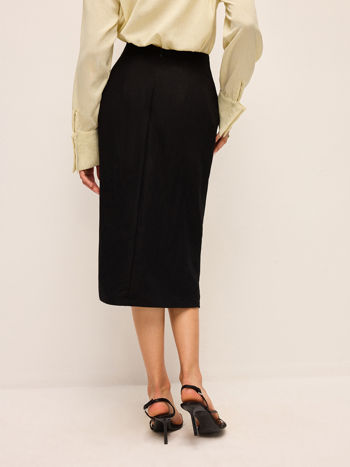 Drapierter Rock mit vorderem Schlitz 