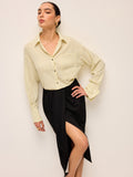Chemise boutonnée à manches longues semi-transparente