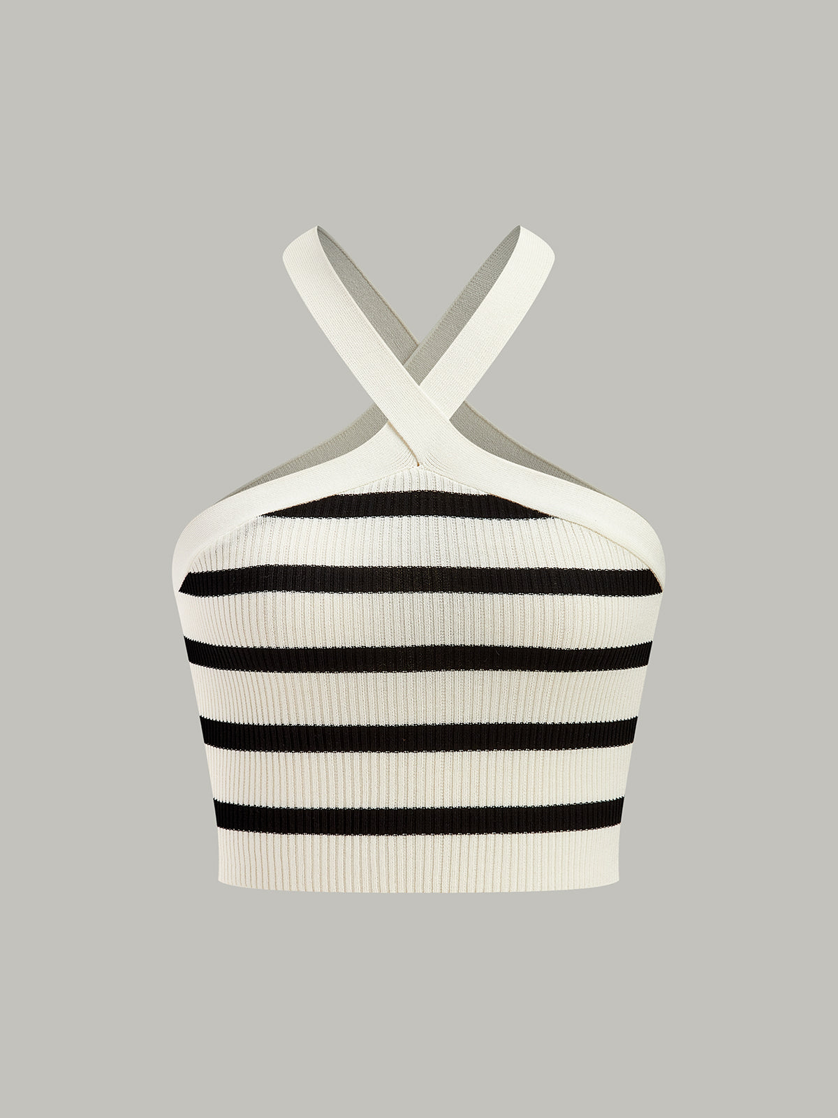 Striped Knit Halter Crop Top