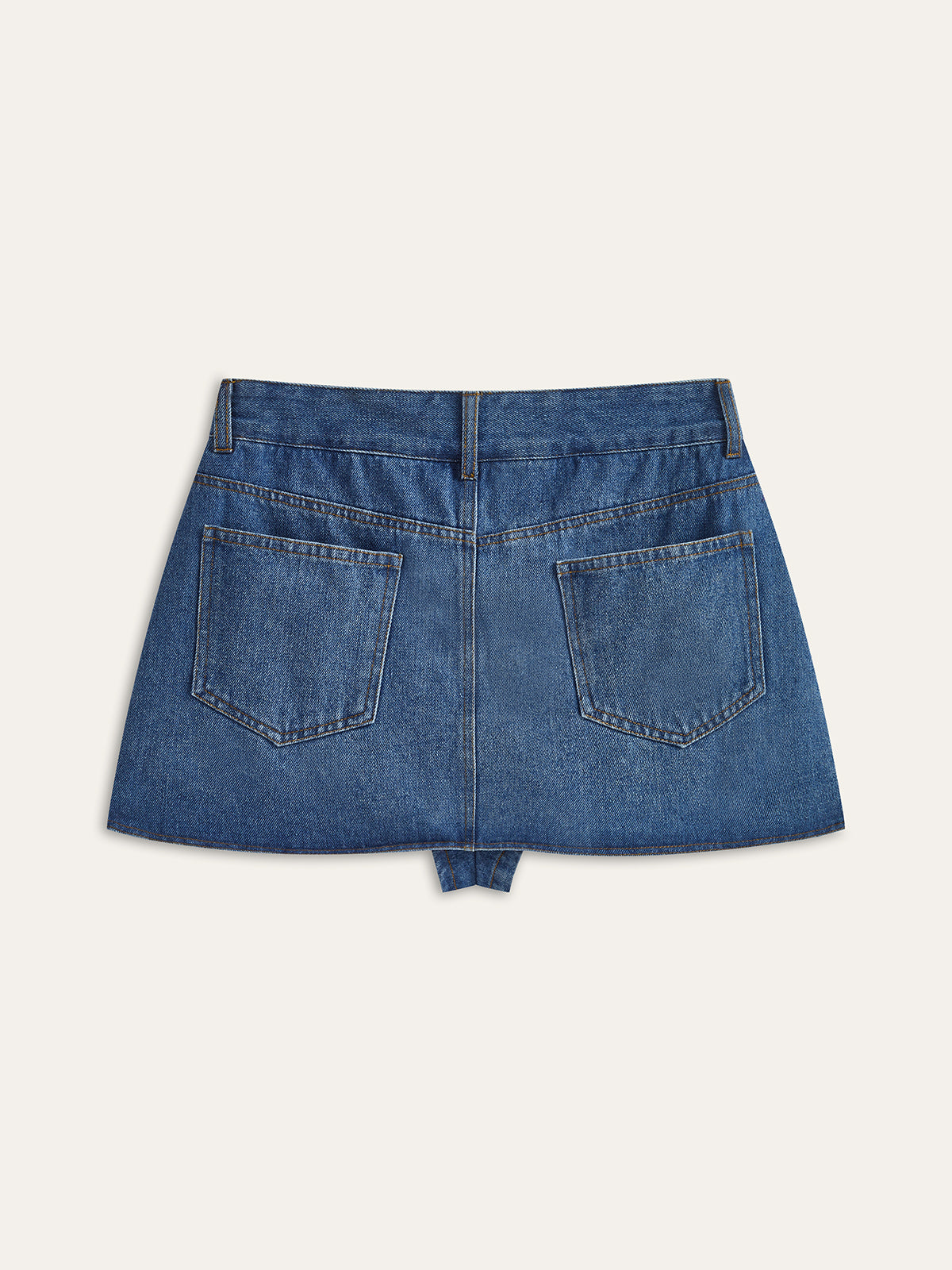 Pocketed Asymmetric Denim Skirt