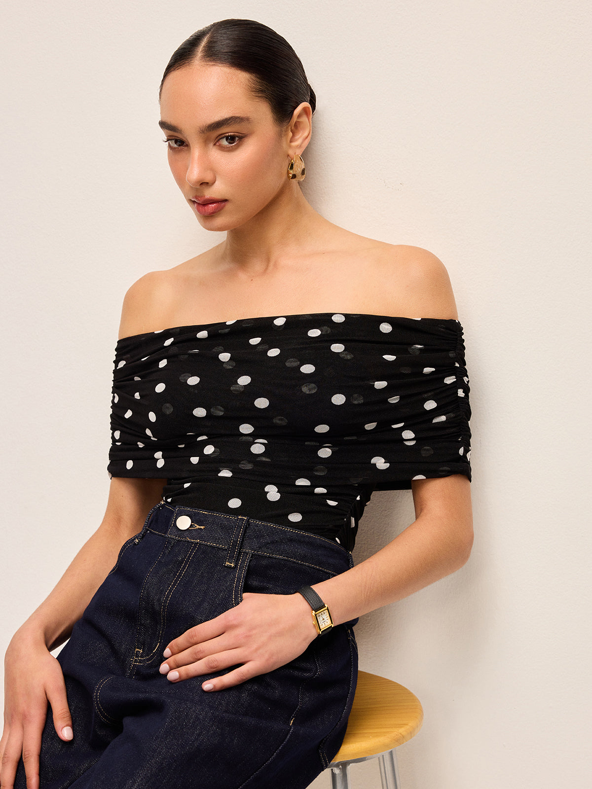 Polka Dot Off-Shoulder Bodysuit