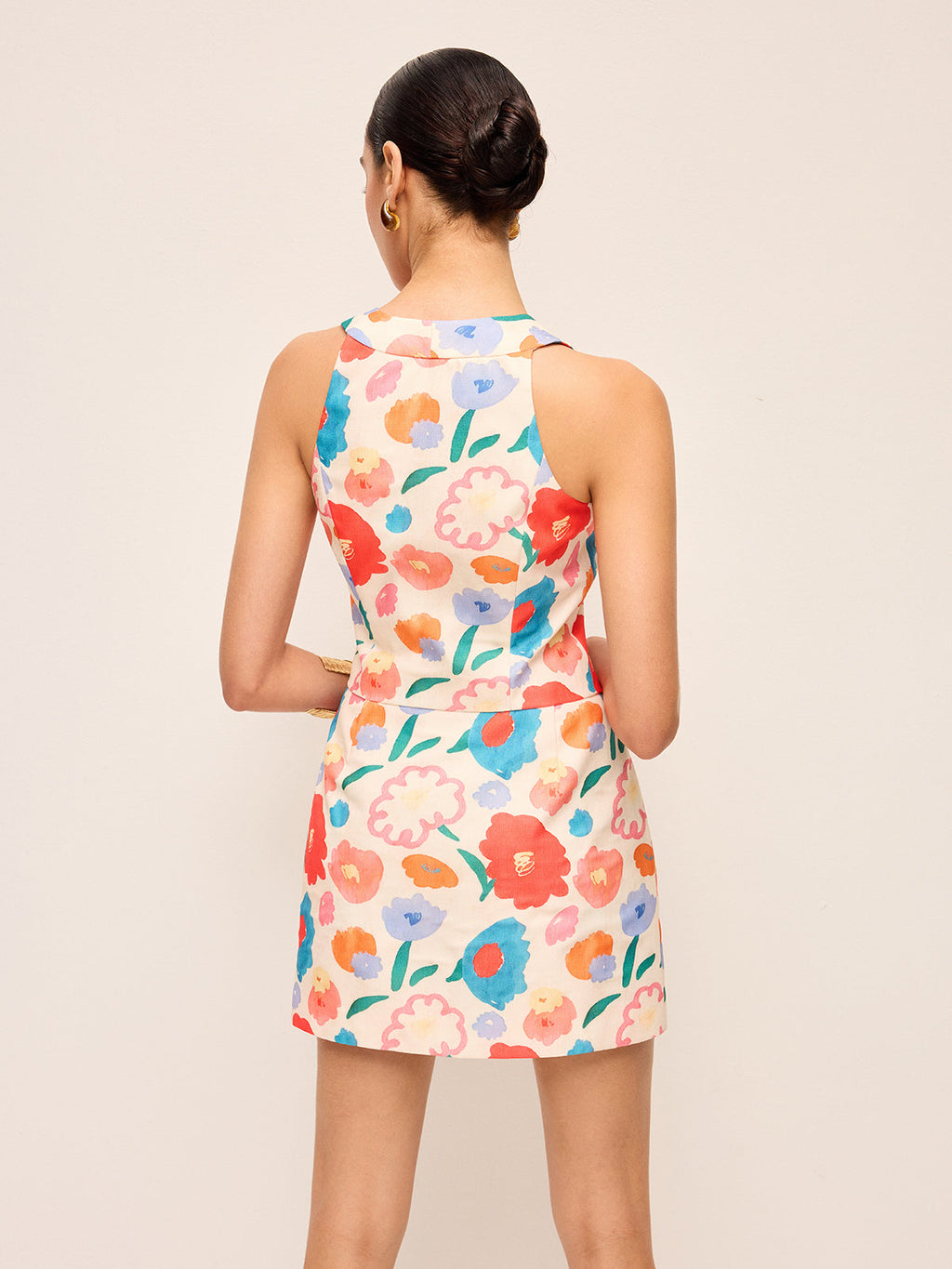 Ensemble jupe à détails boutonnés fleuris