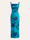 Robe imprimée à dos noué entrecroisé