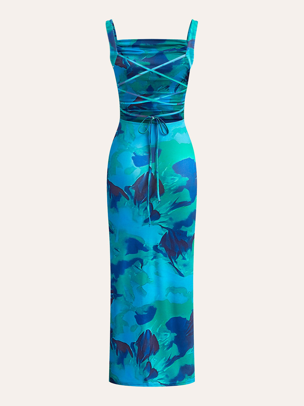 Robe imprimée à dos noué entrecroisé