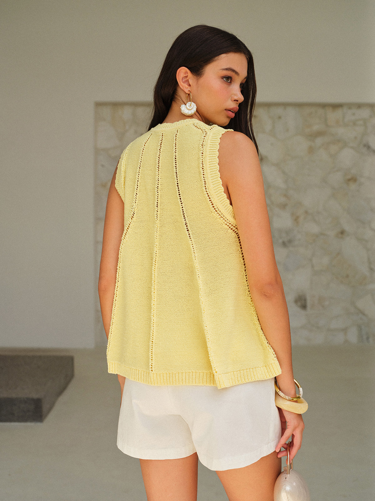 Eyelet Knit Vest
