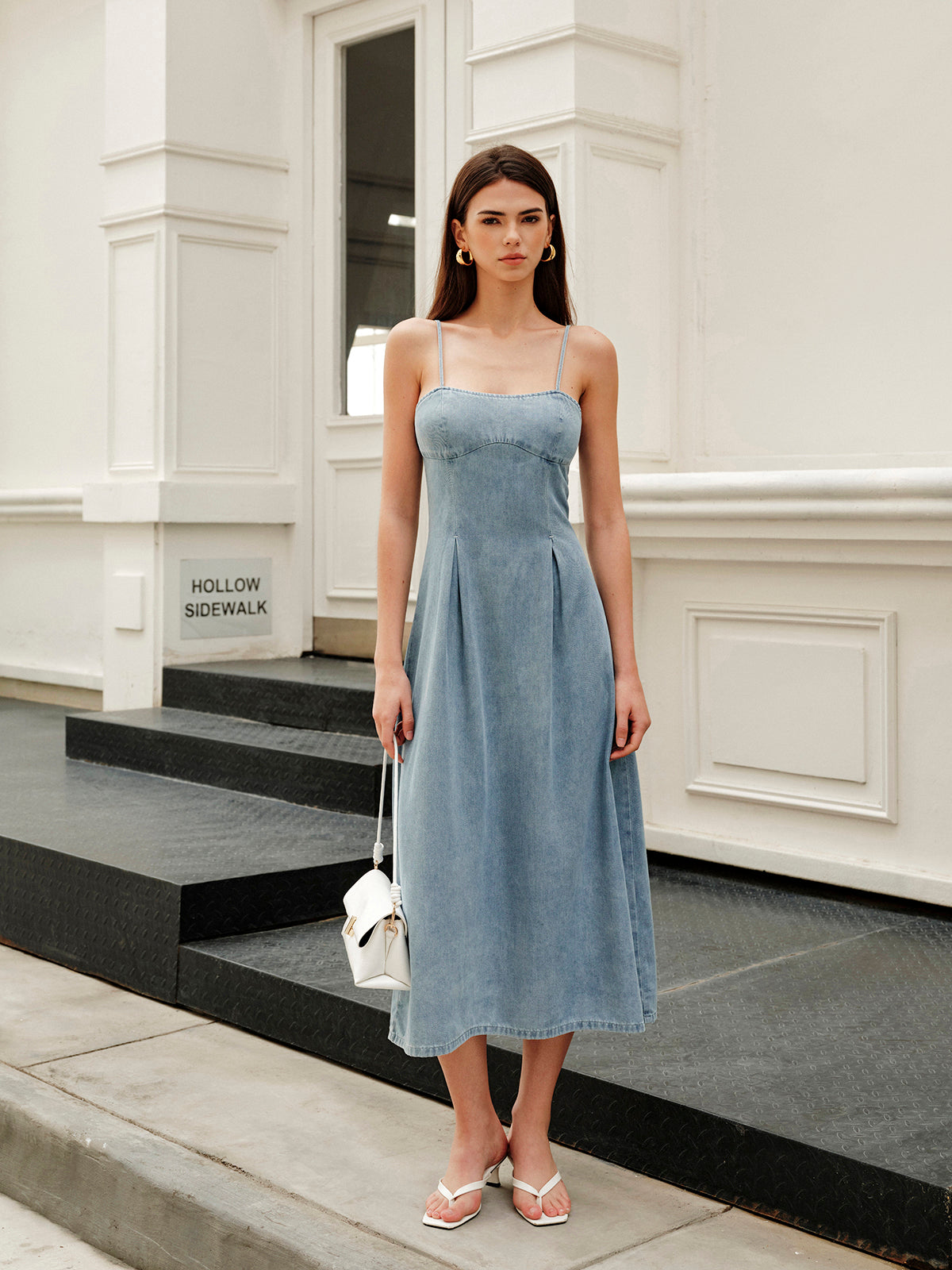 Robe en jean minimaliste à fermeture éclair 