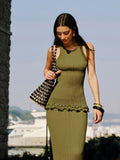 Lettuce Trim Sleeveless Knit Skirt Set