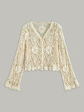 Cardigan boutonné en dentelle au crochet
