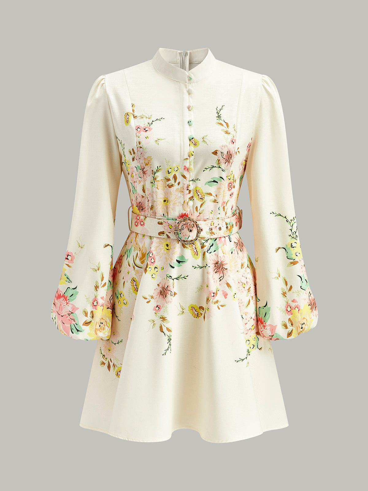 Robe à imprimé floral avec boutons et ceinture 