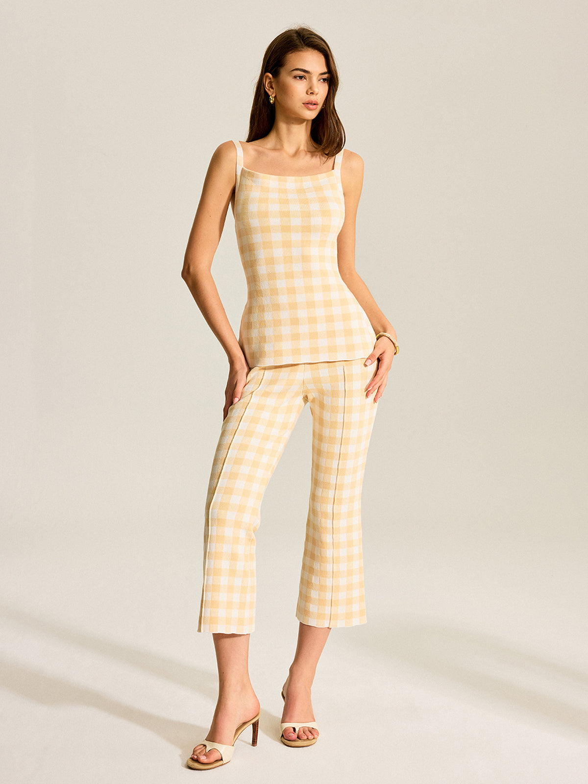 Gingham Print Pants Set