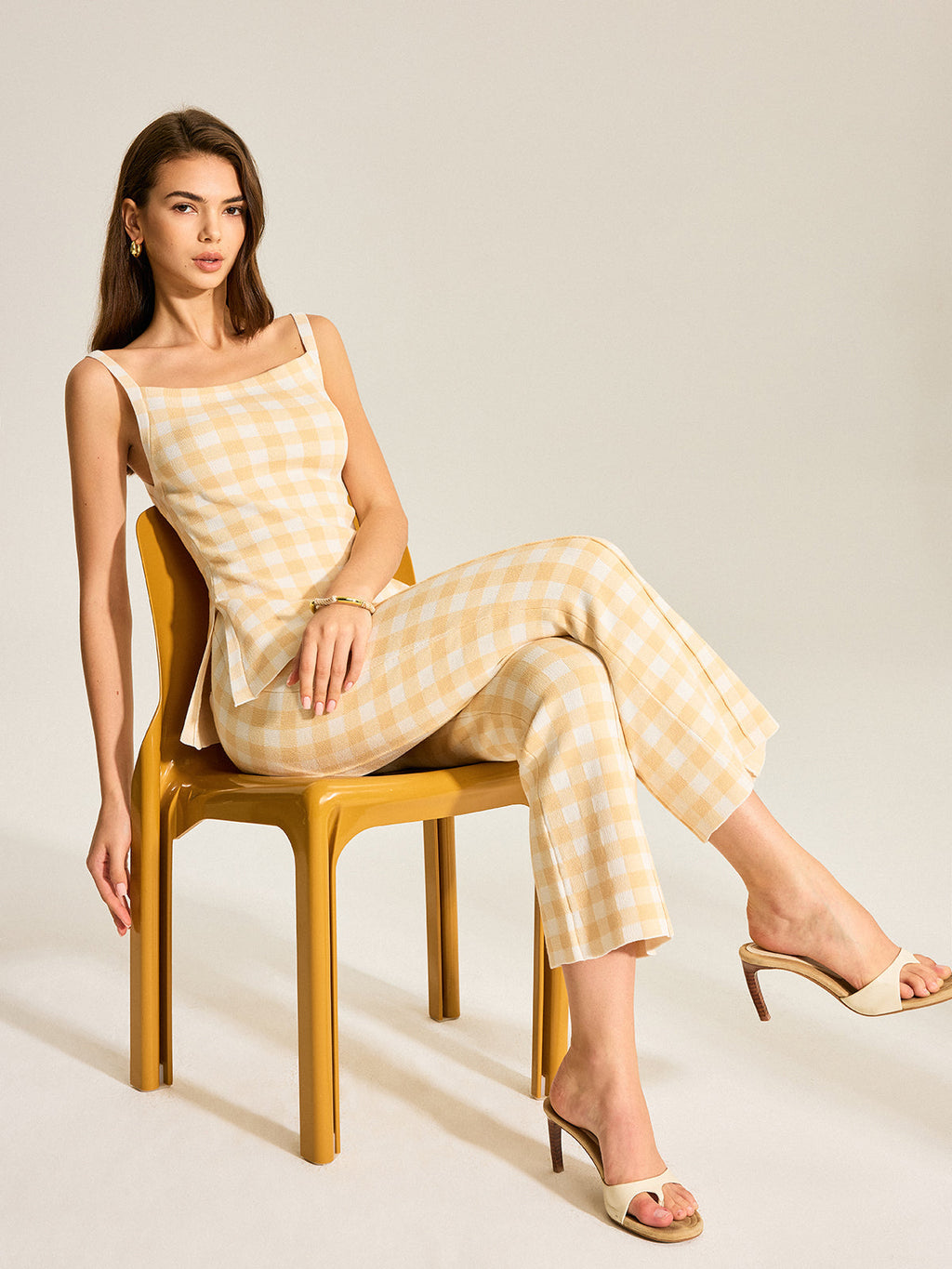 Ensemble pantalon à carreaux vichy