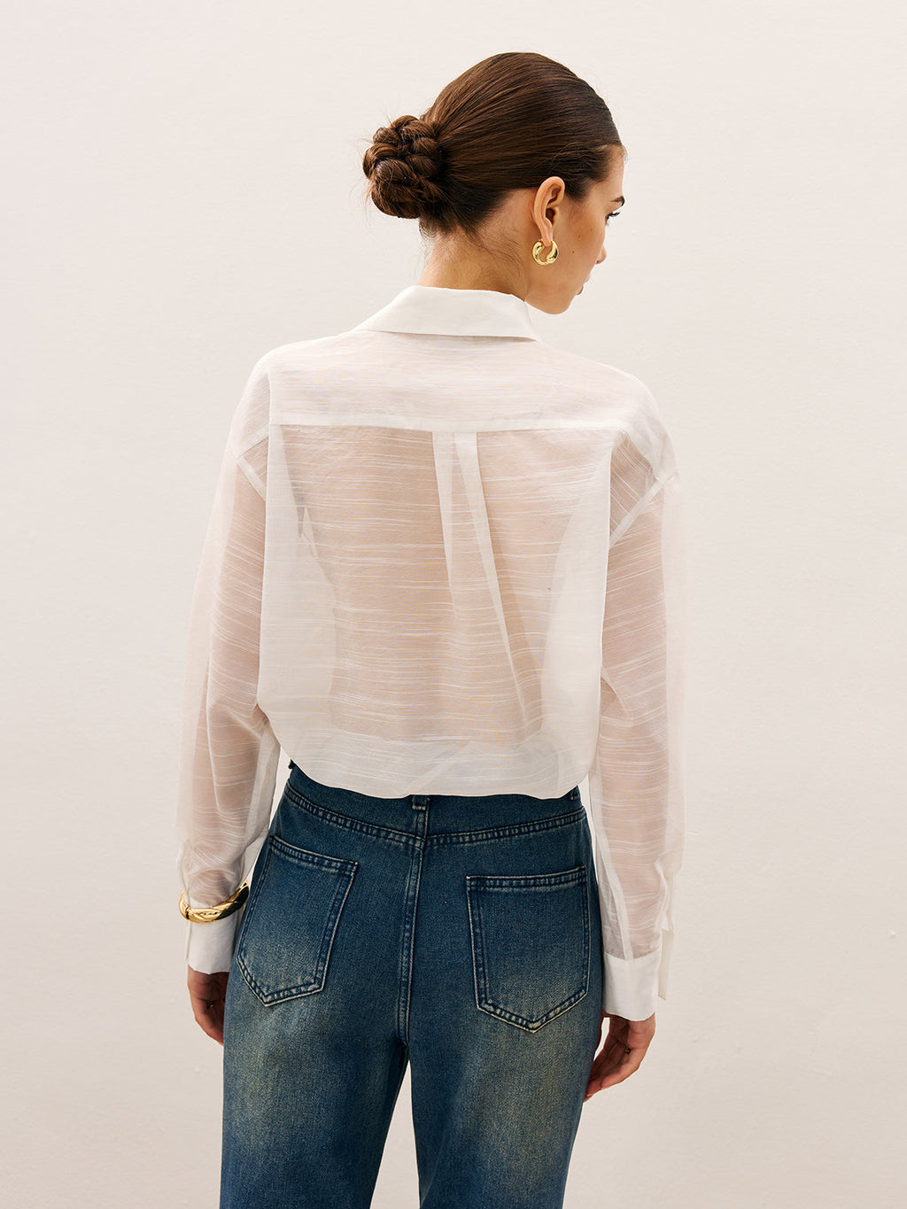 Transparente Bluse mit Spitzendetails