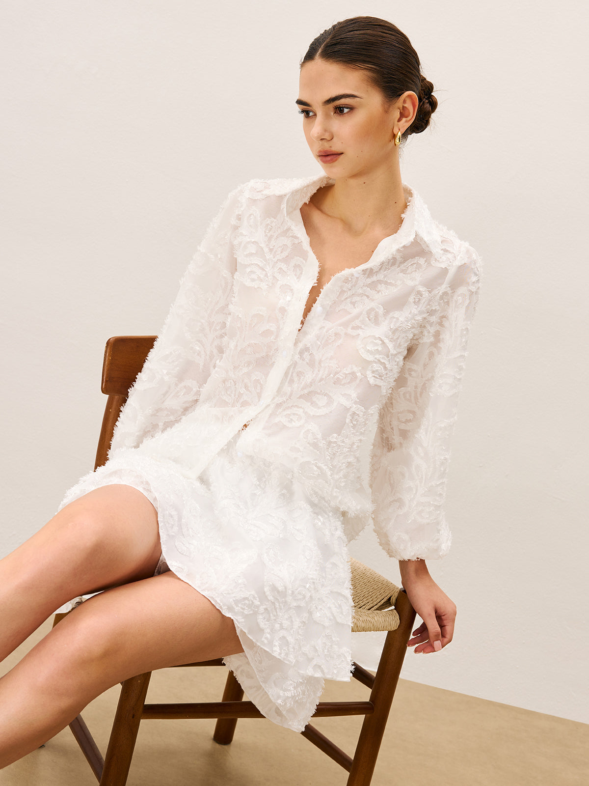 Sheer Embroidered Short Set