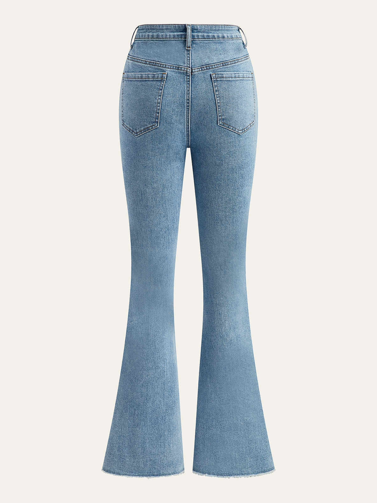 High-Waist-Jeans mit ausgestelltem Bein und Knopfleiste