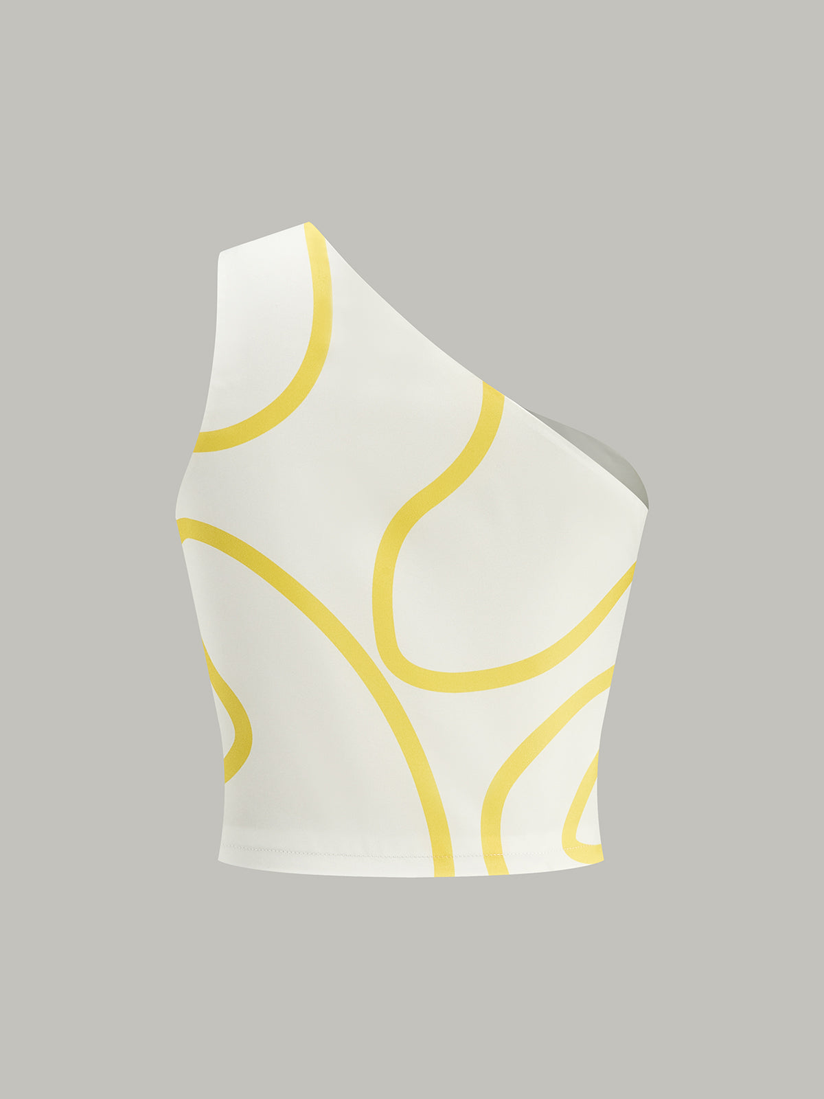 Ensemble crop top asymétrique à imprimé abstrait et jupe maxi à volants 