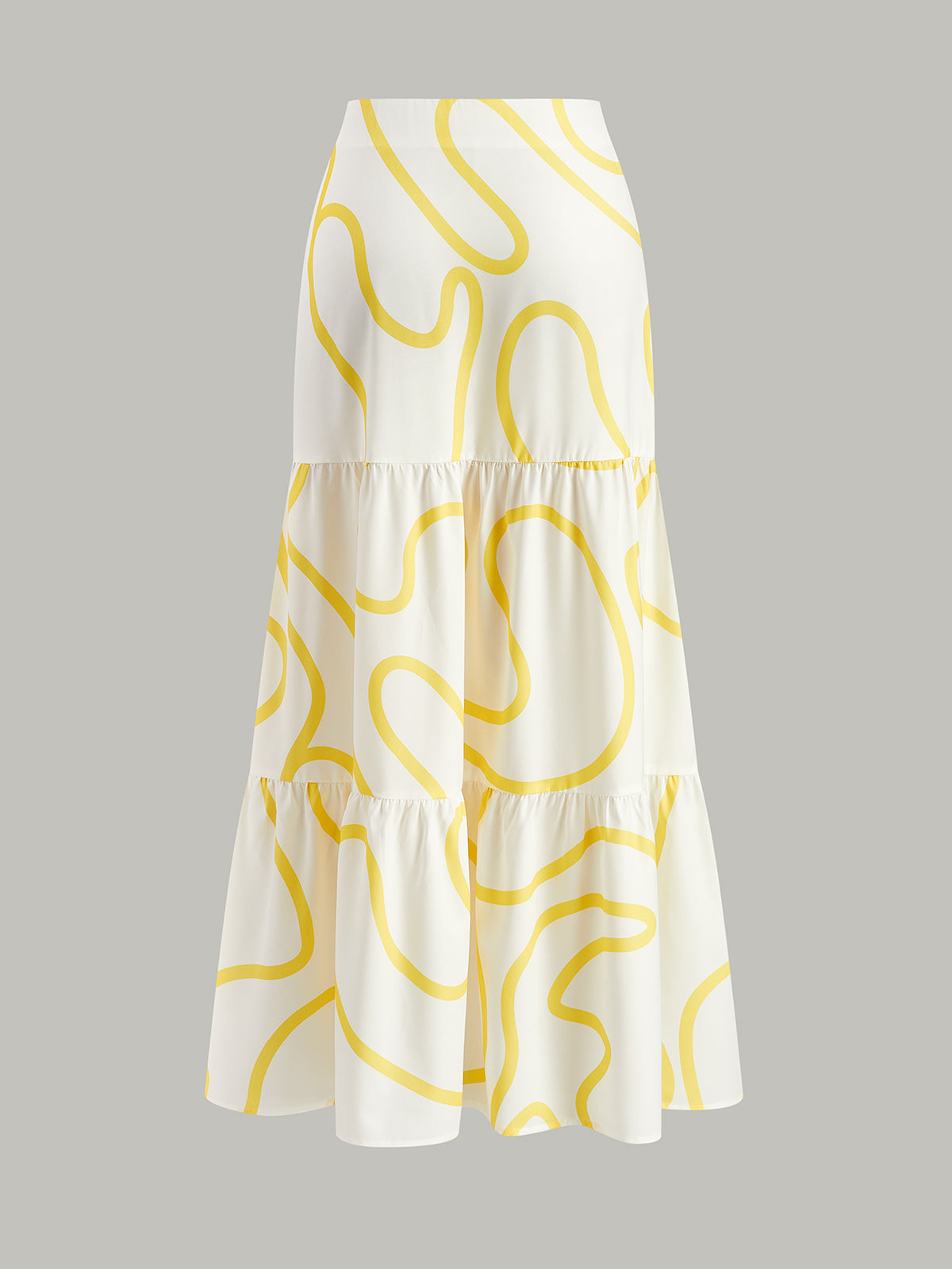 Ensemble crop top asymétrique à imprimé abstrait et jupe maxi à volants 