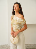 One-Shoulder Floral-Patterned Top