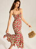 Maxikleid mit Blumenmuster und Rüschensaum