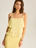 Camisole-Top mit Perlenriemen, Stufen und Falten